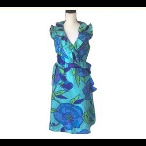 Kate Spade Turquoise Floral Wrap Dress / Size 8